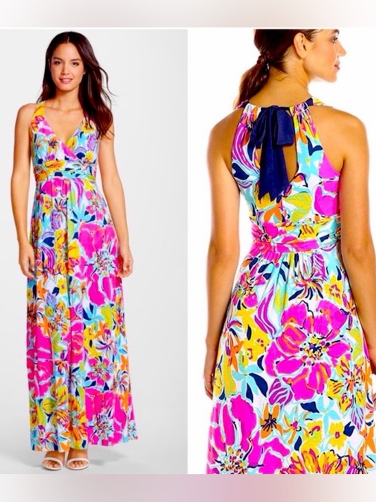 Lilly Pulitzer Dresses & Skirts - NEW Lilly Pulitzer Amanda Halter Maxi Dress in Besame Mucho Size Large
